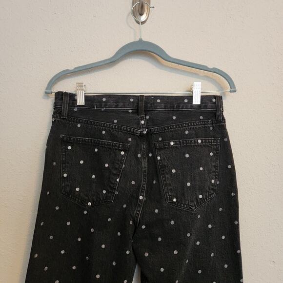 Current/Elliott The Vintage Cropped Slim Black Polka Dot Jeans Size 31 - Picture 9 of 13